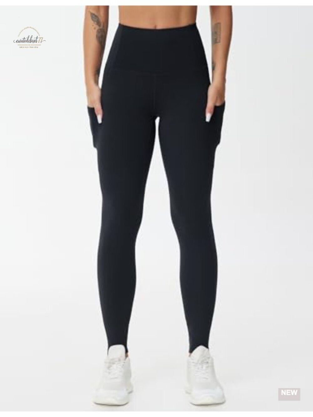 High Waist Yoga Leggings with Pockets Tummy Control 4-Way Stretch - Picture 2 of 6